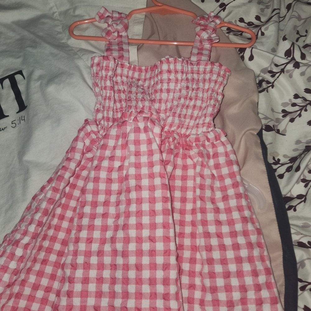 Pink Gingham Kids Casual Dress